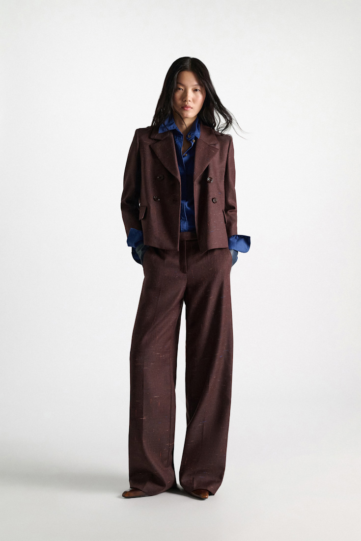 Dorothee Schumacher Boxy blazer in virgin wool cinnamon tweed