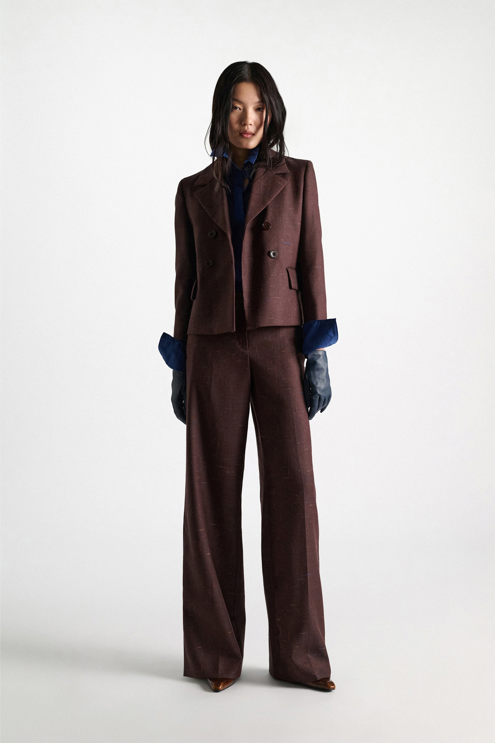 Dorothee Schumacher Boxy blazer in virgin wool cinnamon tweed