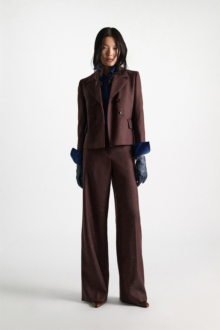 Dorothee Schumacher Boxy blazer in virgin wool cinnamon tweed
