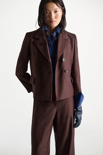 Dorothee Schumacher Boxy blazer in virgin wool cinnamon tweed