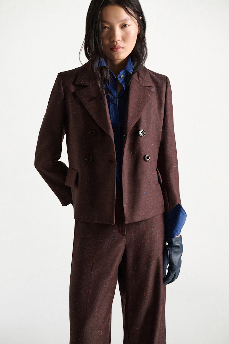 Dorothee Schumacher Boxy blazer in virgin wool cinnamon tweed