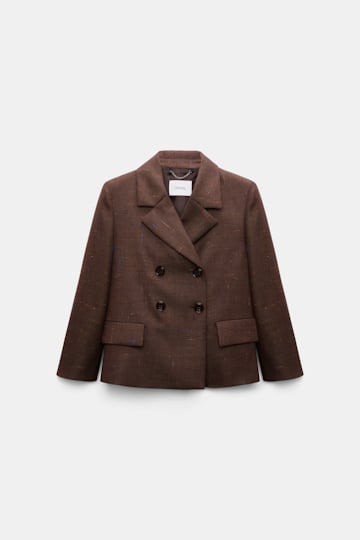 Dorothee Schumacher Boxy blazer in virgin wool cinnamon tweed