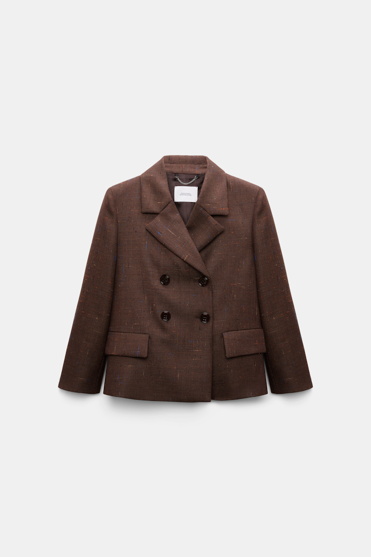 Dorothee Schumacher Boxy blazer in virgin wool cinnamon tweed