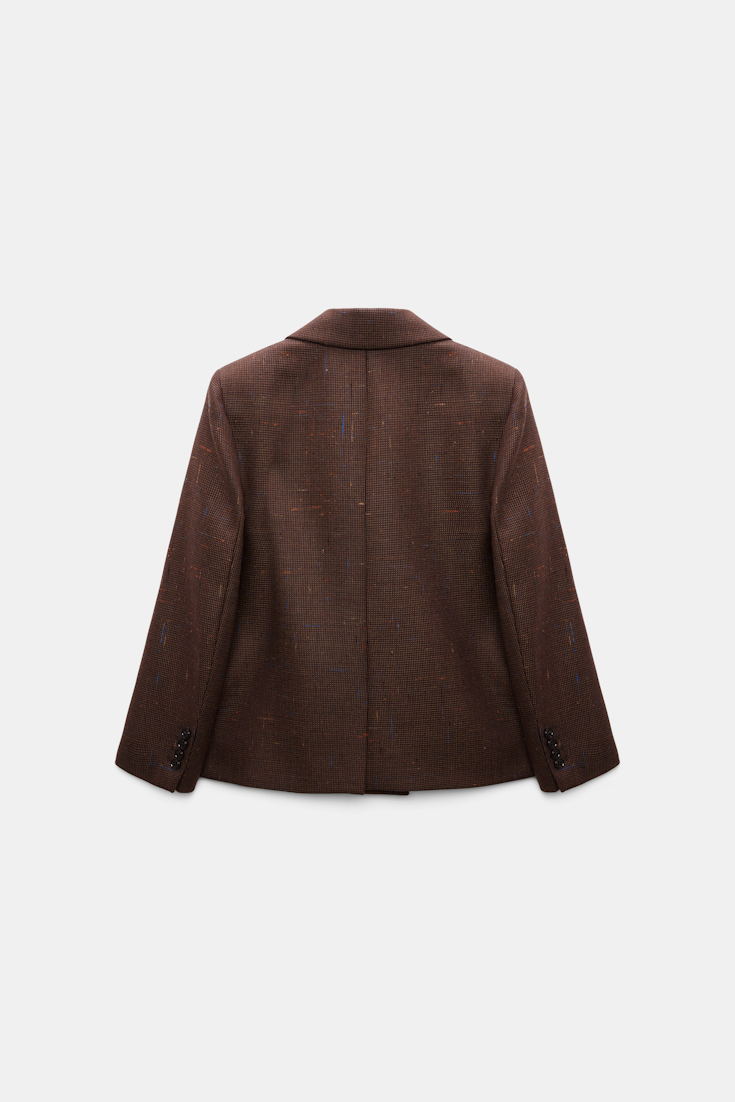 Dorothee Schumacher Boxy blazer in virgin wool cinnamon tweed