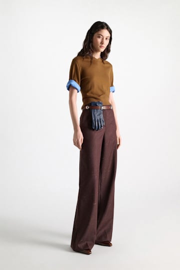 Dorothee Schumacher Wide leg pants in virgin wool cinnamon tweed