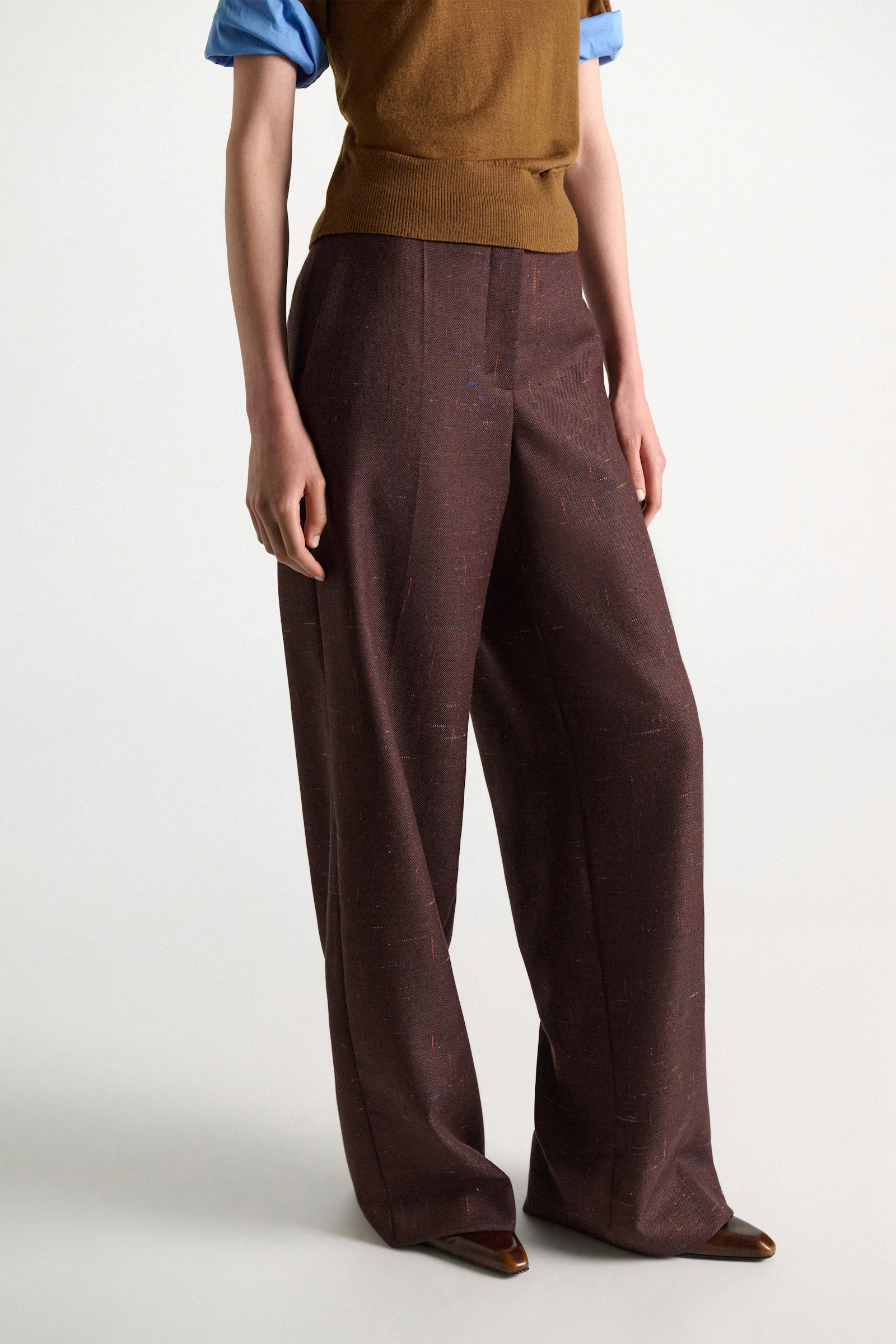 Dorothee Schumacher Wide leg pants in virgin wool cinnamon tweed