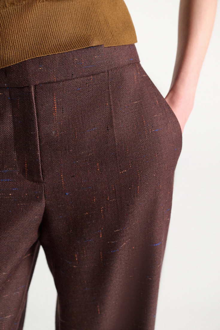 Dorothee Schumacher Wide leg pants in virgin wool cinnamon tweed