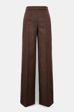 Dorothee Schumacher Wide leg pants in virgin wool cinnamon tweed