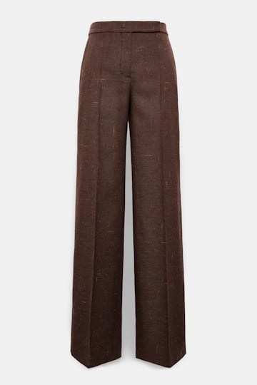 Dorothee Schumacher Wide leg pants in virgin wool cinnamon tweed