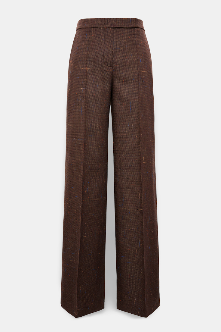 Dorothee Schumacher Wide leg pants in virgin wool cinnamon tweed