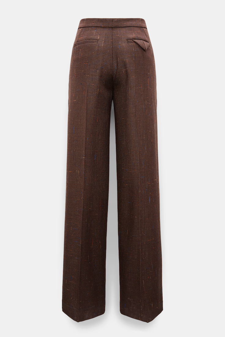 Dorothee Schumacher Wide leg pants in virgin wool cinnamon tweed