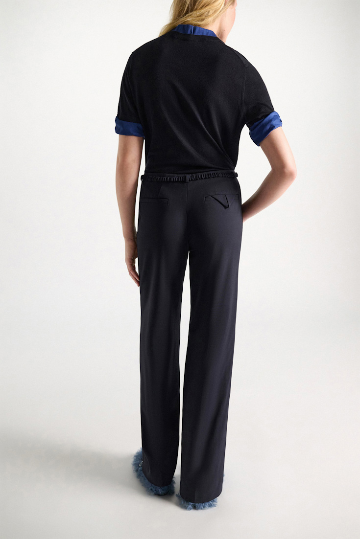 Dorothee Schumacher Wide leg virgin wool pants midnight navy