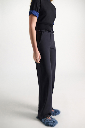 Dorothee Schumacher Wide leg virgin wool pants midnight navy