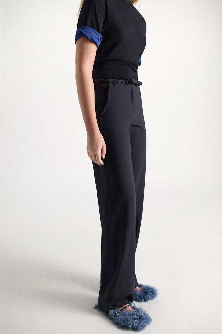 Dorothee Schumacher Wide leg virgin wool pants midnight navy