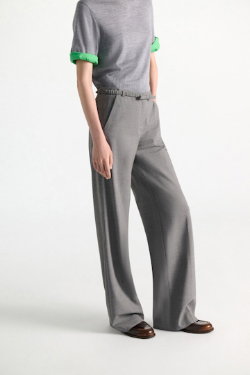 Dorothee Schumacher Wide leg virgin wool pants grey melange