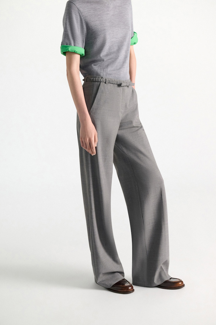 Dorothee Schumacher Wide leg virgin wool pants grey melange