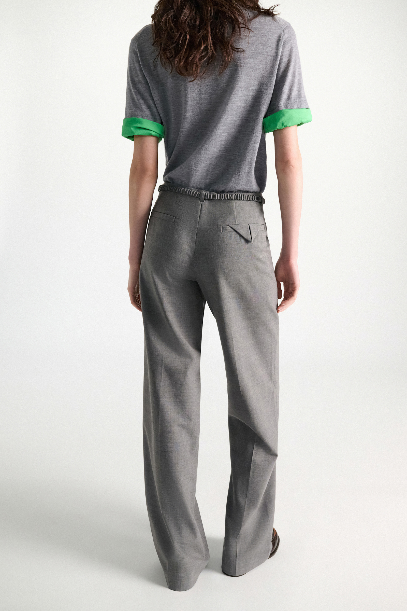 Dorothee Schumacher Wide leg virgin wool pants grey melange