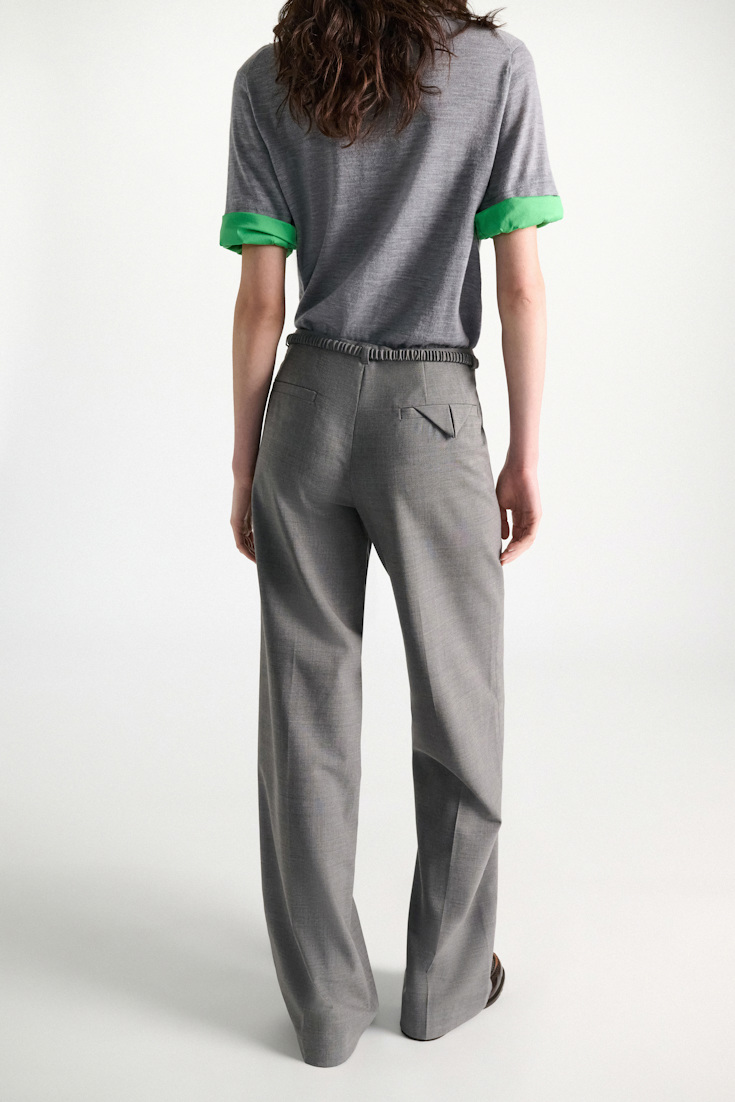 Dorothee Schumacher Wide leg virgin wool pants grey melange