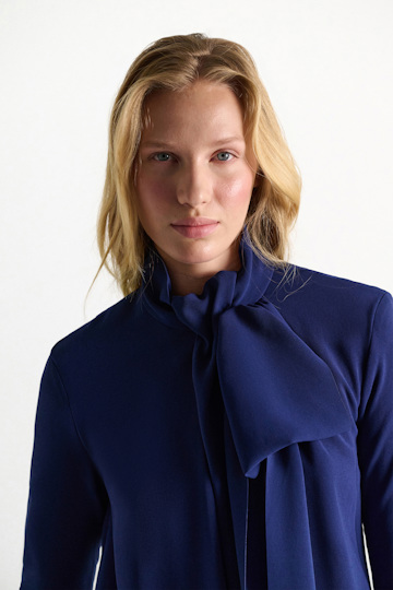 Dorothee Schumacher Drapiertes Bow-Kleid aus japanischem Crêpe ocean blue