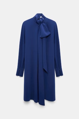 Dorothee Schumacher Crepe dress with maxi bow ocean blue