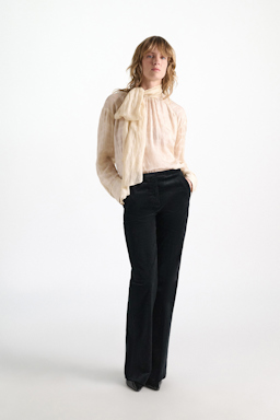 Dorothee Schumacher Karierte Bluse aus halbtransparenter Baumwoll-Seide ivory