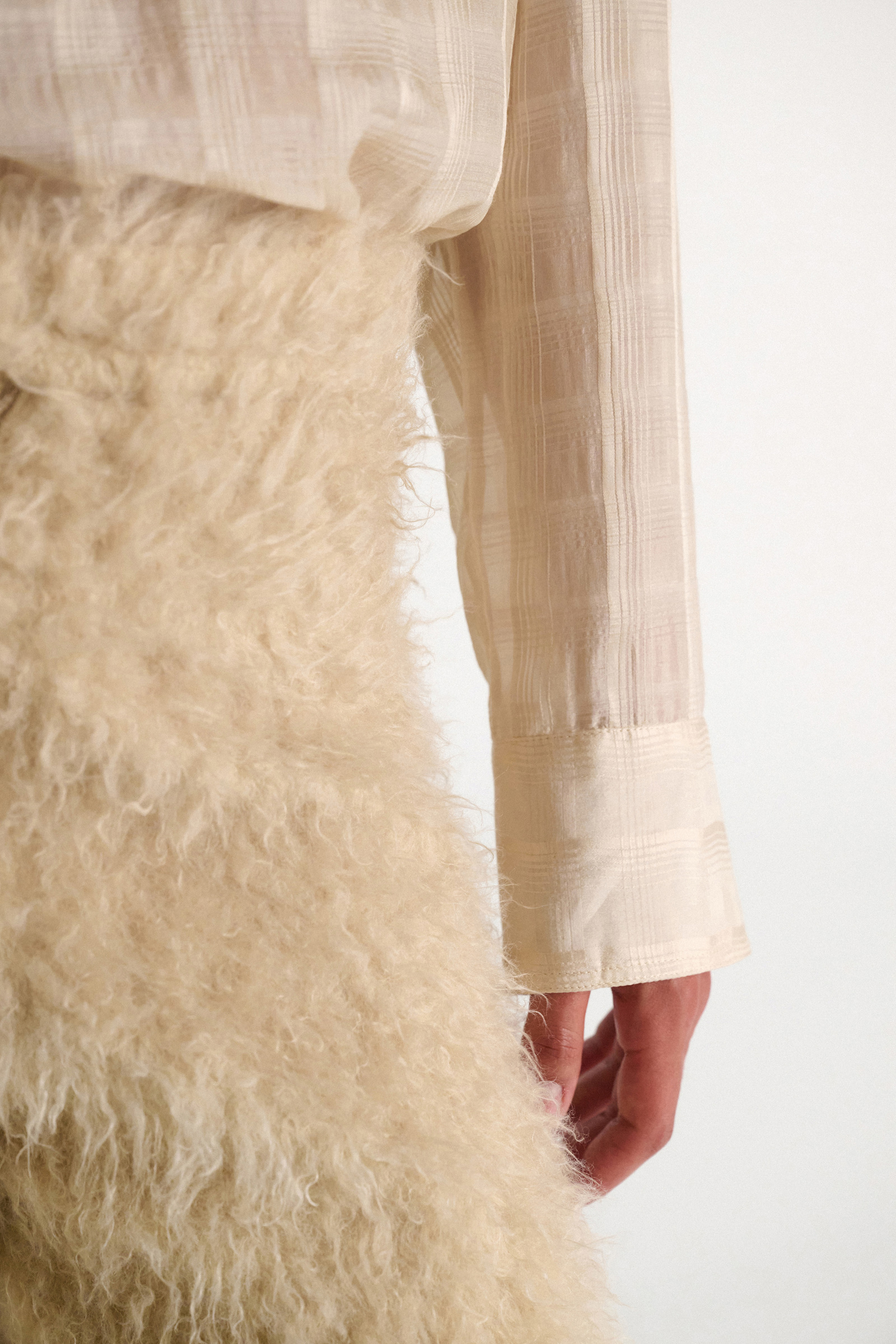 Dorothee Schumacher Semi-sheer cotton-silk check blouse ivory
