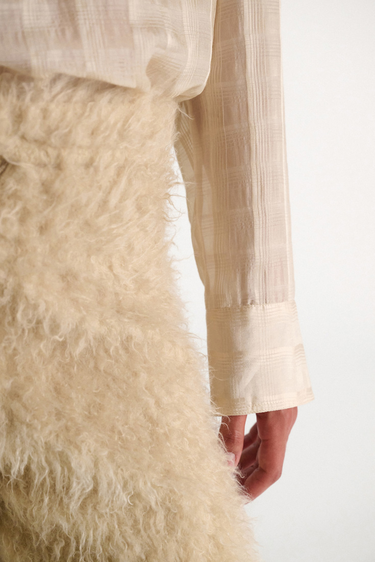 Dorothee Schumacher Semi-sheer cotton-silk check blouse ivory