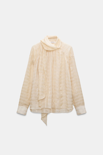 Dorothee Schumacher Semi-sheer cotton-silk check blouse ivory