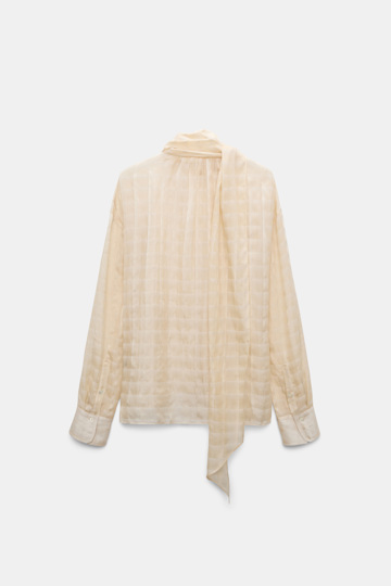 Dorothee Schumacher Semi-sheer cotton-silk check blouse ivory