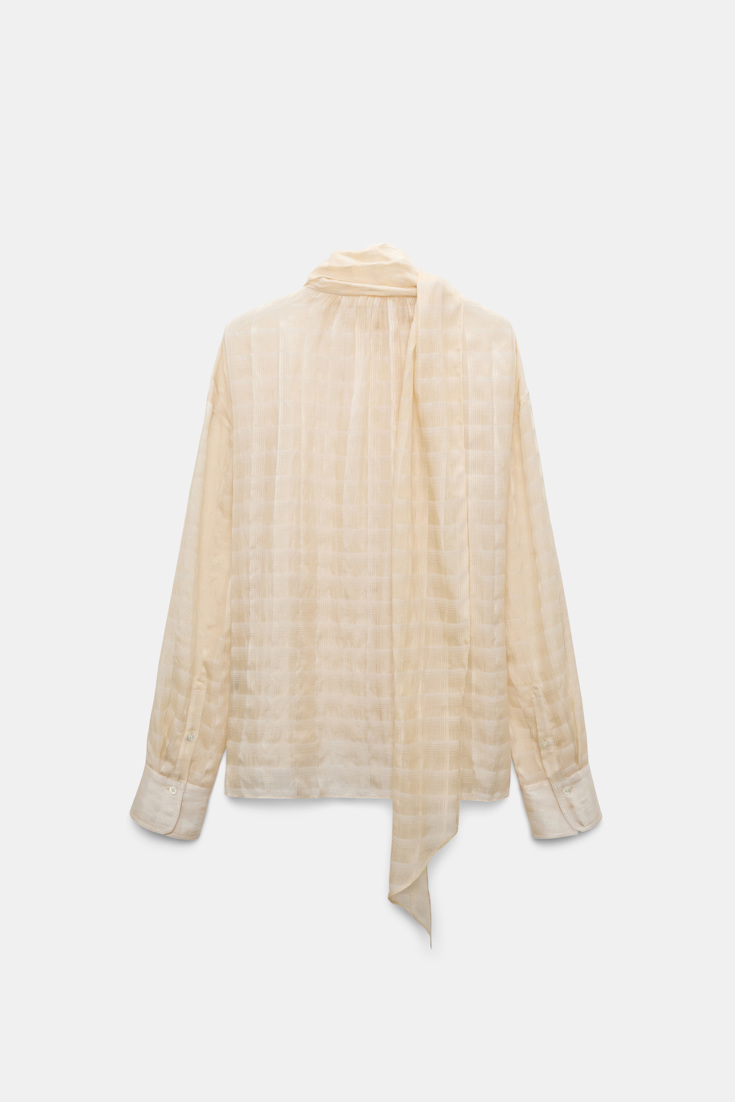 Dorothee Schumacher Semi-sheer cotton-silk check blouse ivory