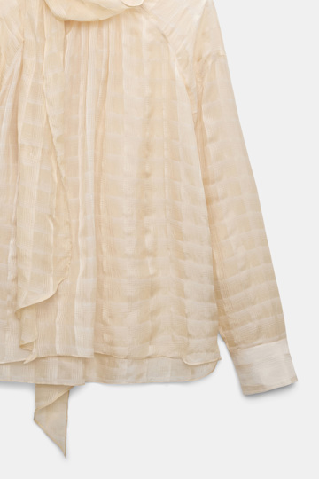 Dorothee Schumacher Semi-sheer cotton-silk check blouse ivory