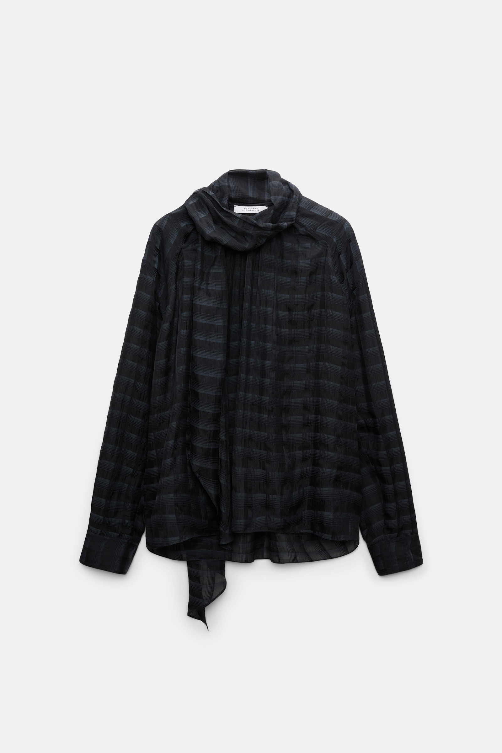 Dorothee Schumacher Semi-sheer cotton-silk check blouse smoked pearl