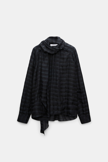 Dorothee Schumacher Semi-sheer cotton-silk check blouse smoked pearl