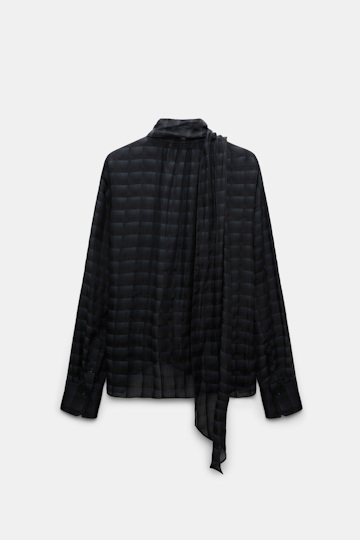 Dorothee Schumacher Semi-sheer cotton-silk check blouse smoked pearl