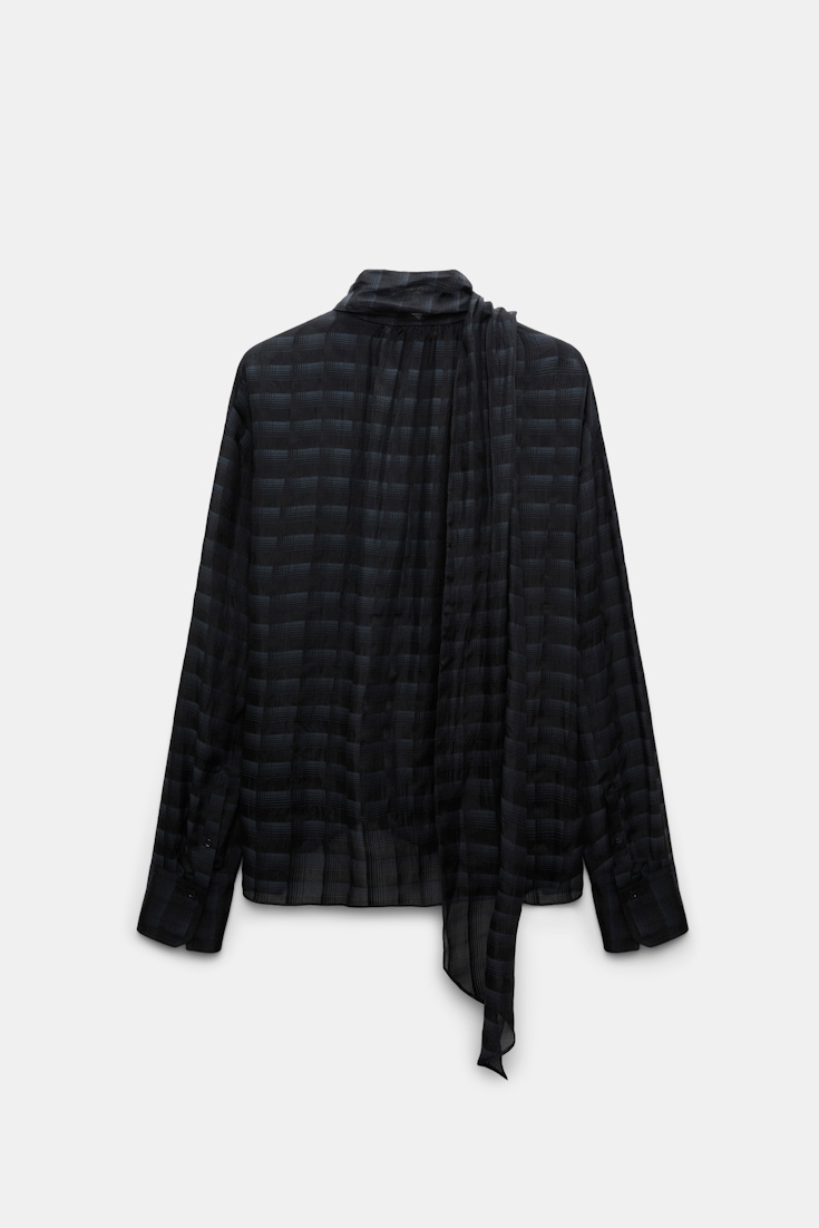 Dorothee Schumacher Semi-sheer cotton-silk check blouse smoked pearl
