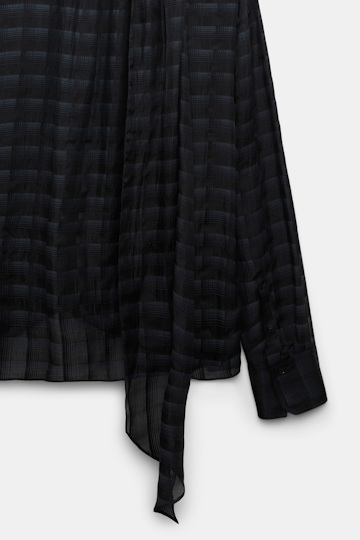 Dorothee Schumacher Semi-sheer cotton-silk check blouse smoked pearl