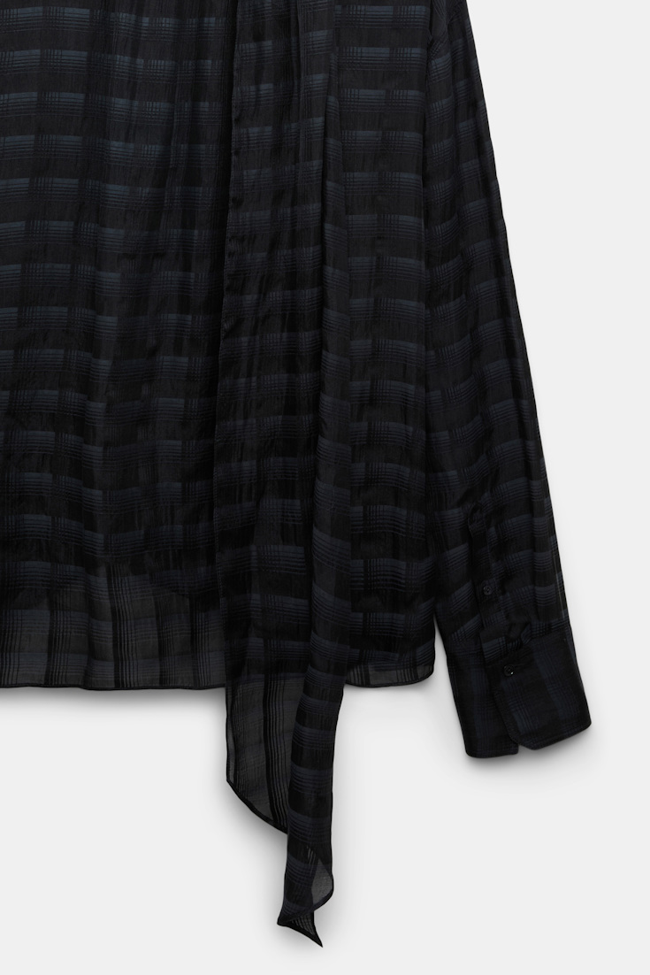 Dorothee Schumacher Semi-sheer cotton-silk check blouse smoked pearl