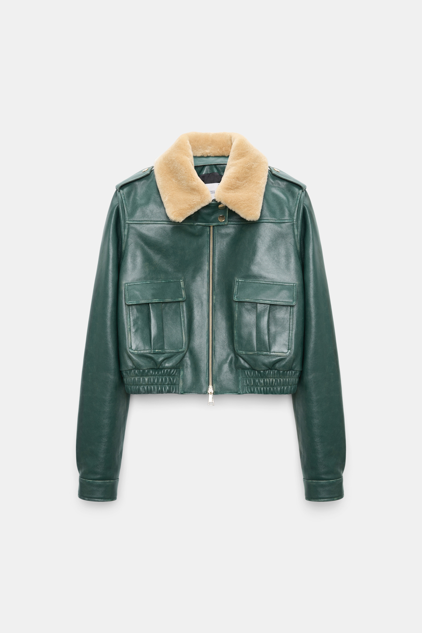 Dorothee Schumacher Pilotenjacke aus Leder deep green Product Front View