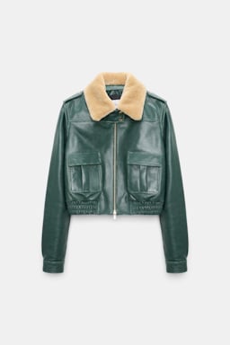 Dorothee Schumacher Pilotenjacke aus Leder deep green