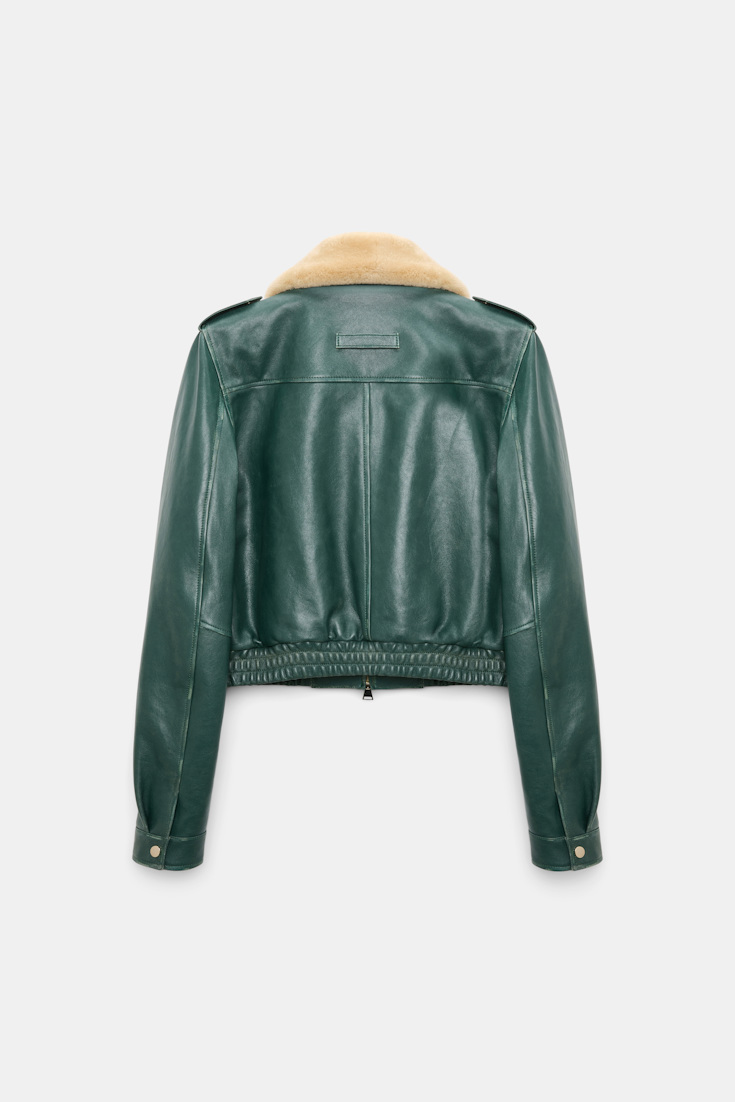 Dorothee Schumacher Pilotenjacke aus Leder deep green Product Detail View