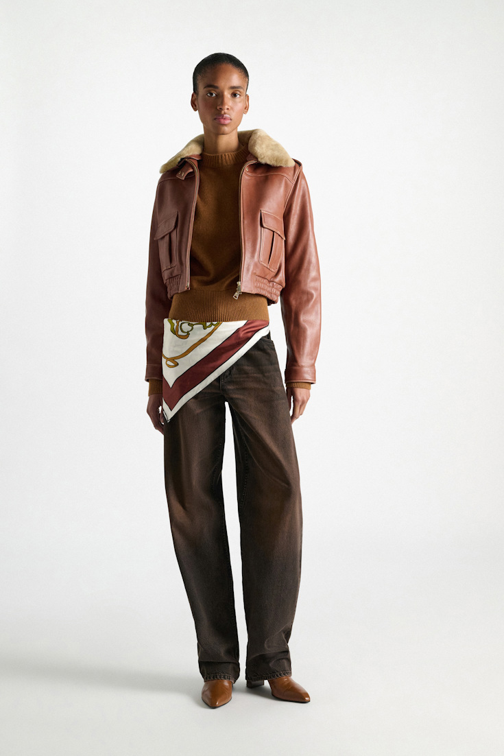 Dorothee Schumacher Pilotenjacke aus Leder cinnamon Model Detail View