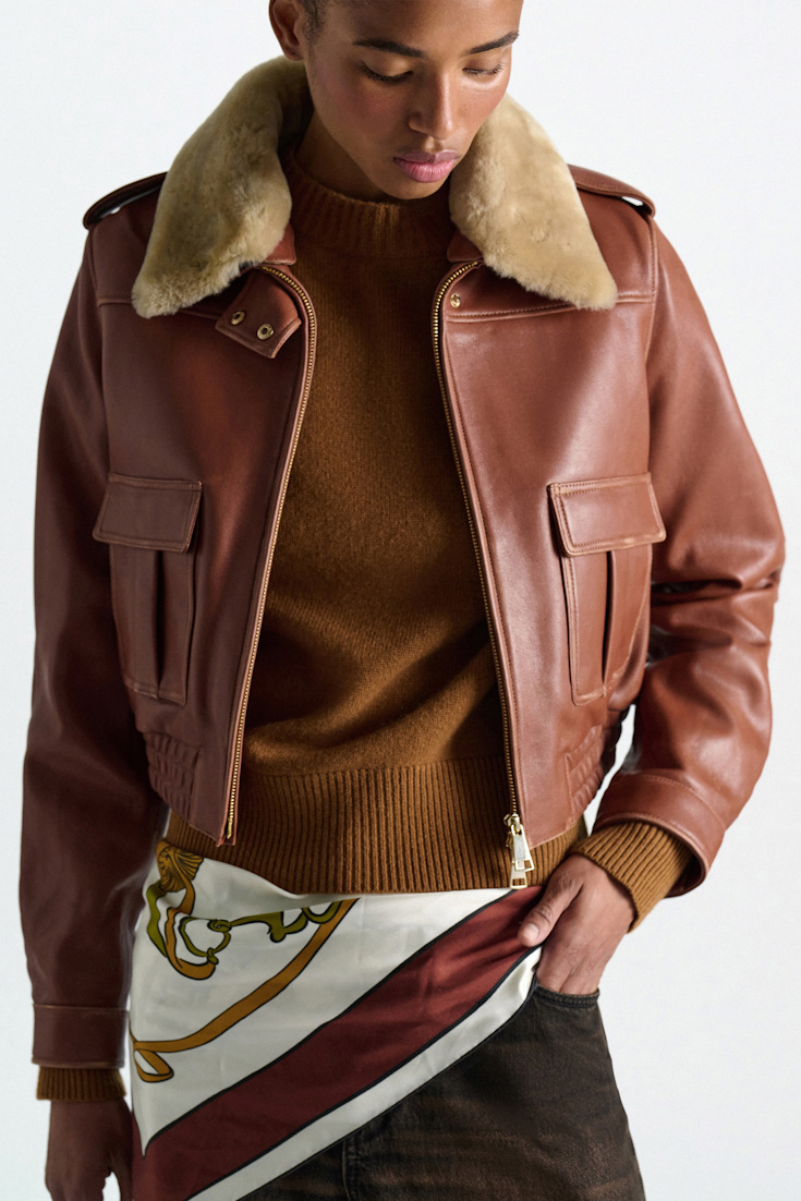 Dorothee Schumacher Pilotenjacke aus Leder cinnamon Model Detail View