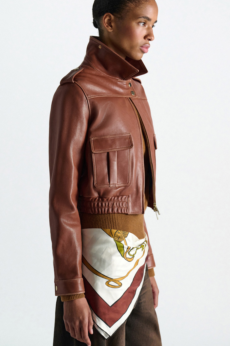 Dorothee Schumacher Pilotenjacke aus Leder cinnamon Model Detail View