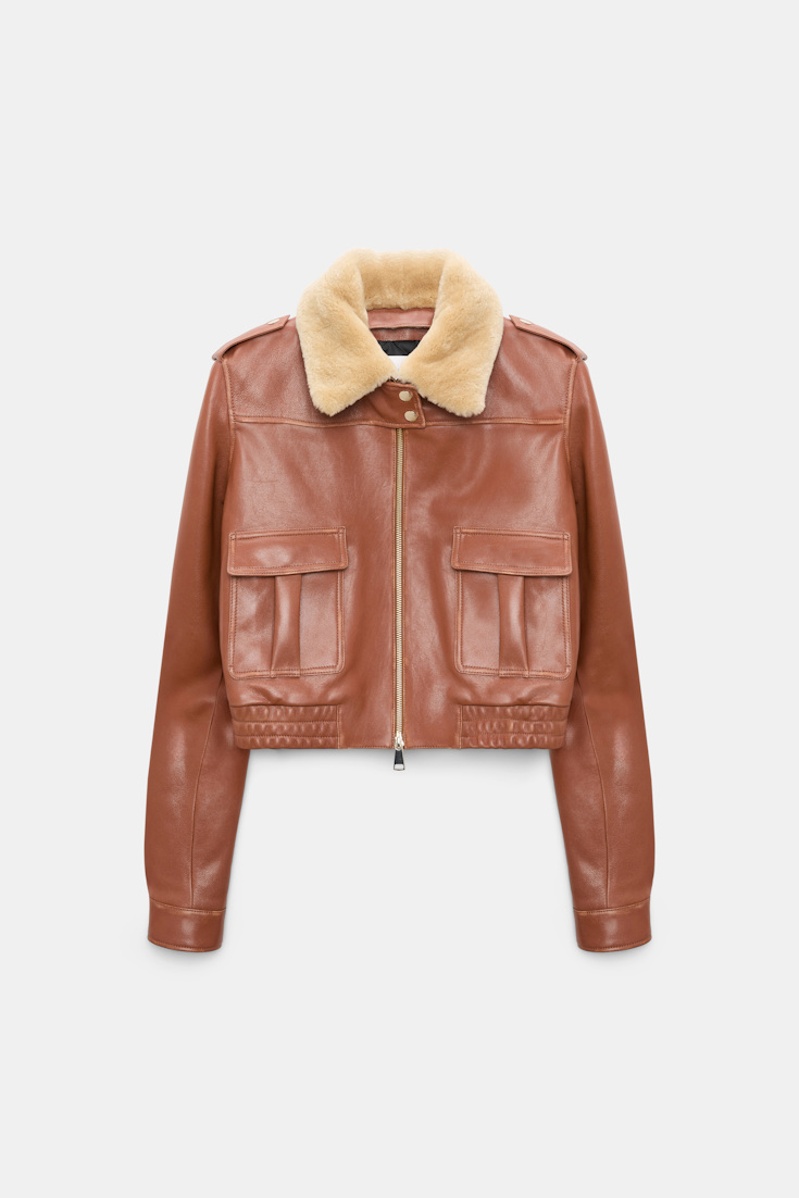 Dorothee Schumacher Pilotenjacke aus Leder cinnamon Product Front View