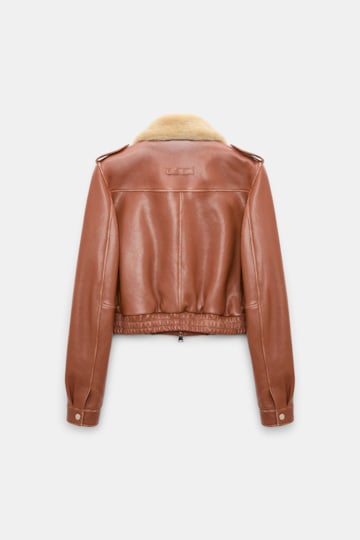 Dorothee Schumacher Leather bomber jacket cinnamon Product Detail View