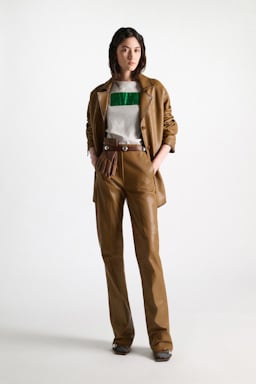 Dorothee Schumacher Leather blazer saffron