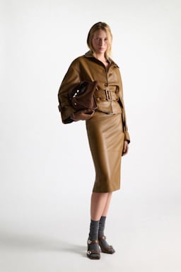 Dorothee Schumacher Leather pencil skirt saffron