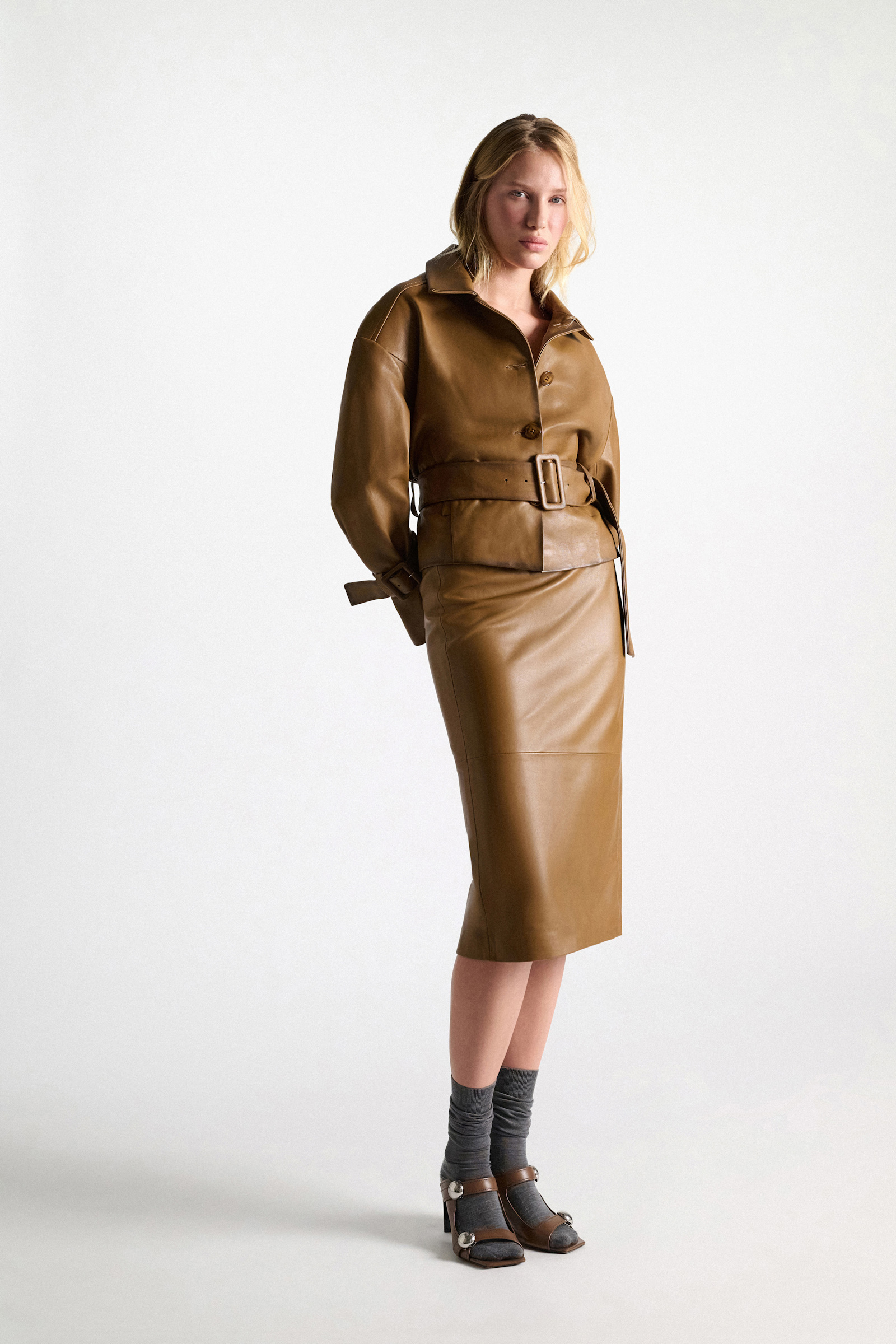 Dorothee Schumacher Leather pencil skirt saffron
