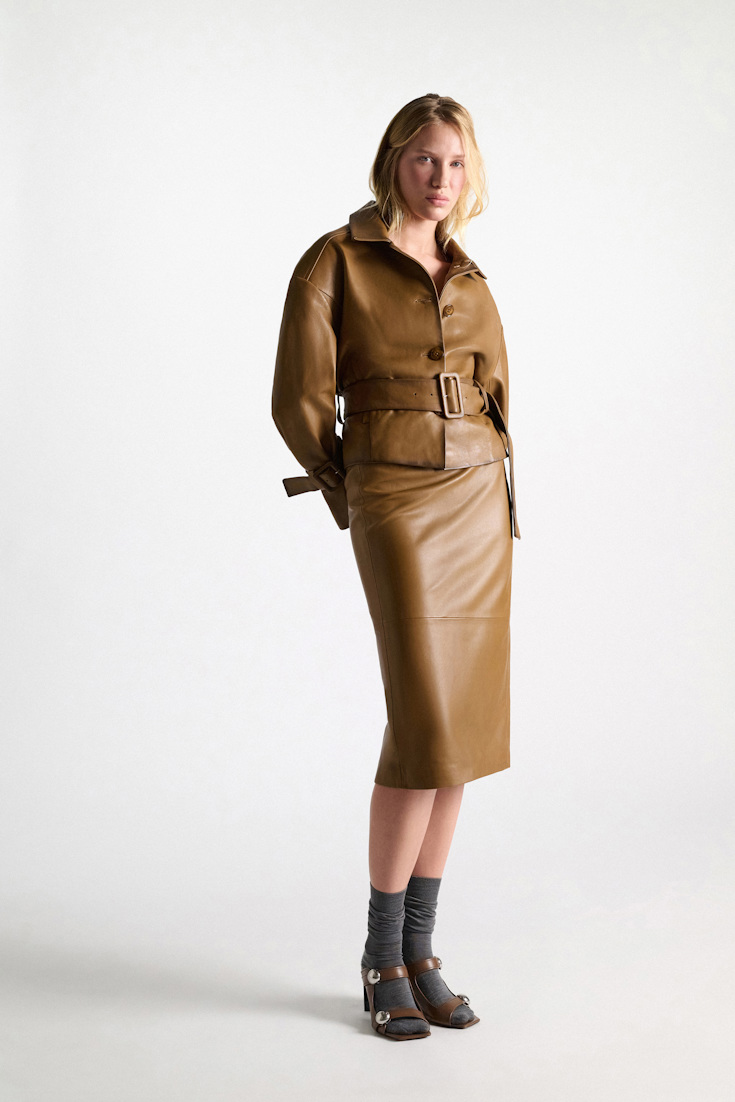 Dorothee Schumacher Leather pencil skirt saffron