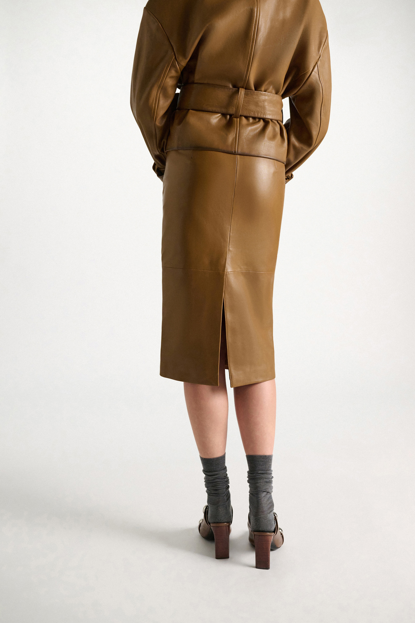 Dorothee Schumacher Leather pencil skirt saffron